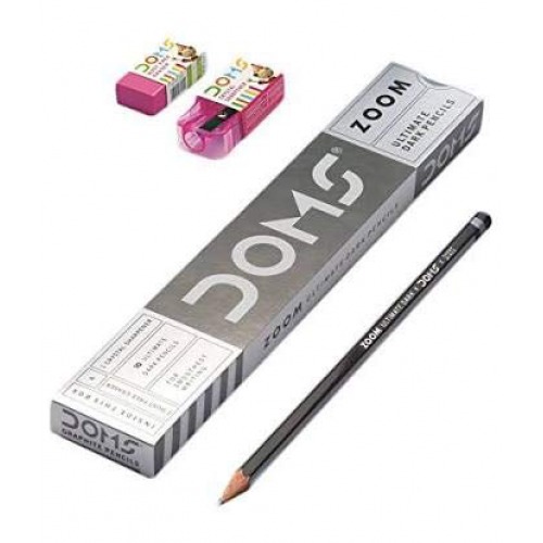 Doms Gsm Zoom Ultimate Dark Pencil | Super Dark Pencil |  Pencil Set with Eraser And Sharpner