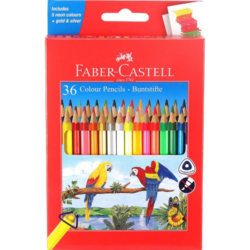 Faber-Castell 36 Triangular Colour Pencils |  Wood Pencil | Smooth Colour Rich Leads