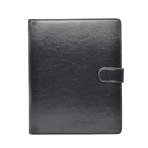 Professional Modern simple Black Minimalist Pocket Folder | PU Leather Portfolio Organiser for Business Professionals & Students