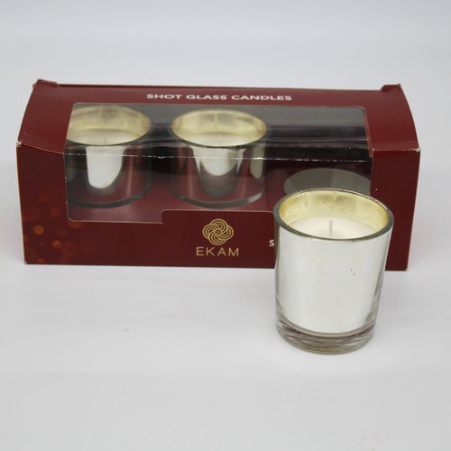 Ekam 3PK Metalic Gold Shot Candle, Shot Glass Scented Candle | Ideal for Home Fragrance, Decor & Gifting