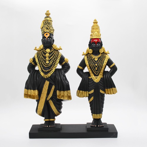 Vitthal Rukmini  statue in Black Gold color | Premium fibre material | attractive Panduranga murti for devotee