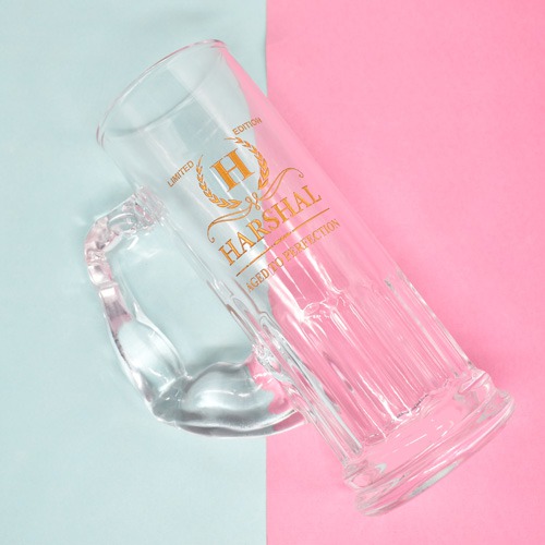 Glass Mug Big Size with Golden Engraving | Mug for Valentine's Day, Birthday Gift, Anniversary Gift and All Occasions