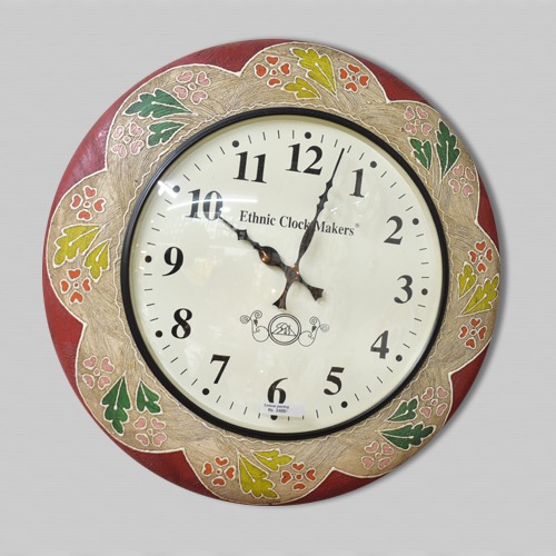 Wooden  Hand crafted  Wall Clock ( 18 x 18 inches, Multicolour)