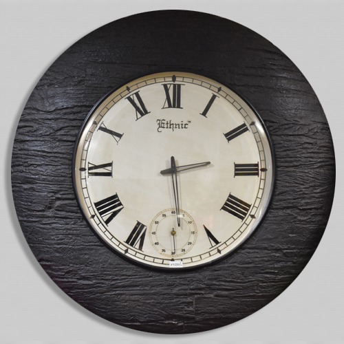 Antique Look Brass and Wooden Material Wall Mounted Big Hanging Wall Clock for Living Room Office Hall & Office, 21 inches, Black