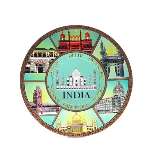 Souvenir Brass Metal Taj Mahal India Plate | Delhi,Jaipur, Mumbai, Bangalore,Chennai, Hyadrabad