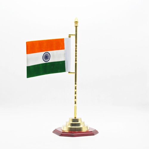 National Flag of India with Metal Base Car Dashboard Flag, Work Desk, Table, and Gifting Purpose