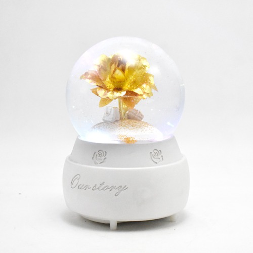 Beauty and The Beast Eternal Enchanted Rose Flower in a Glass dome with Golden LED Lightings and music