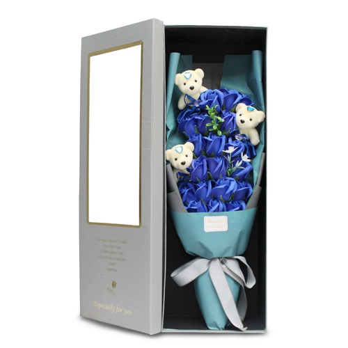Especially For You| Blue Roses Bouquet With Teddy Bear