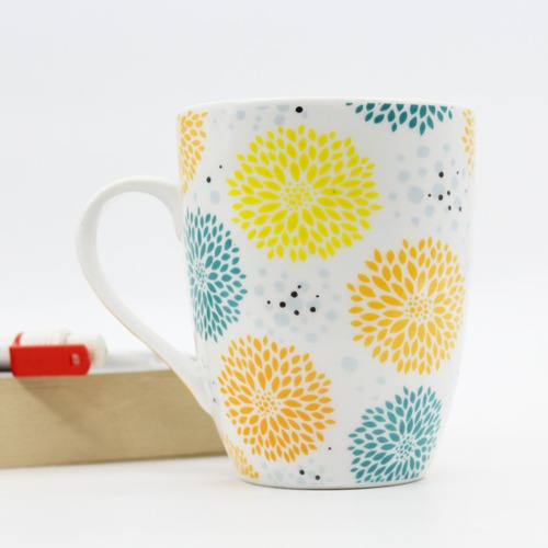 Printed Colourful Flowers Ceramic Coffee Mug