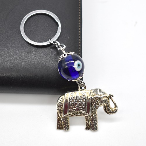 Elephant With Evil Eye Key Chain | Premium Stainless Steel Evil Eye Keychain For Gifting With Key Ring Anti-Rust