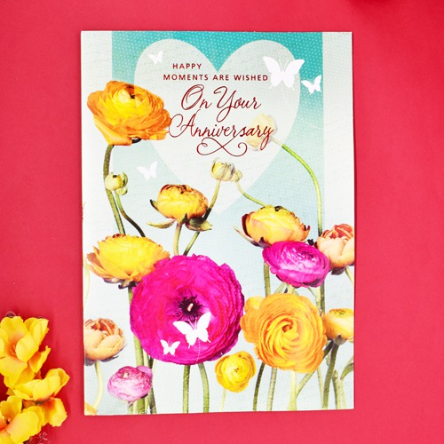 Happy Moments are Wished On Your Anniversary Greeting Card