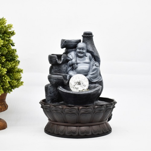 Laughing Buddha Three layers Water Fountain For Home Decor