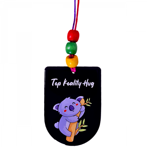 A top Koality Hug goes far its way Car Hanging | Gifts Acrylic Car Hanging Accessories Printed Interior Decoration, Plastic, Multicolor | Car Hanging