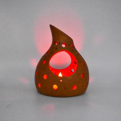 Brown Handcrafted Terracotta Tea Light  Table Top Candle Holder For Home & Office decor