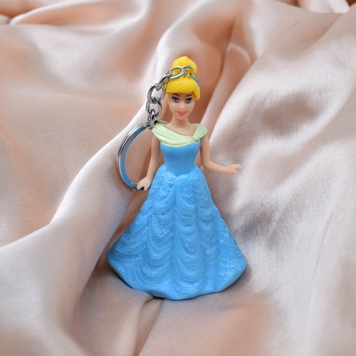 Disney Princess Cinderella Figure Keychain | 3D Multicolour Hard Plastic Design Keychain Key Ring Anti-Rust for Car Bike Home Keys for Men and Women