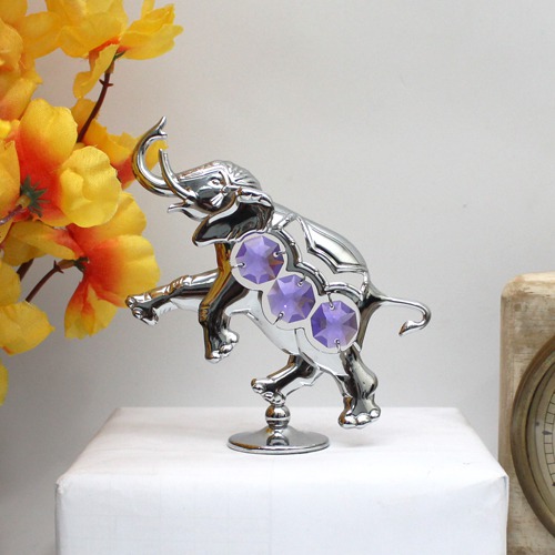 Silver Plated Elephant Table Decoration Crystal