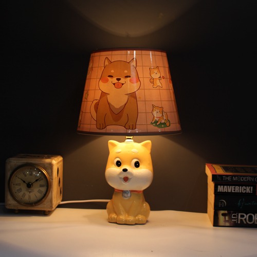 Orange Fabric shade With the Dog Shape Table Lamp For Showpiece Desktop, Home Decoration