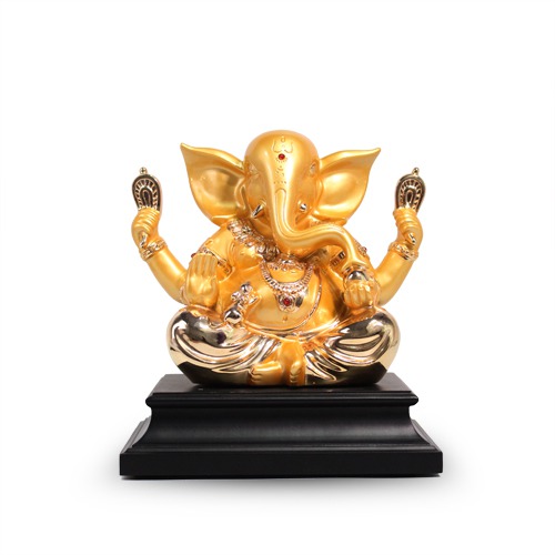 Polyresin Golden Ganesha Idol For Home Decor