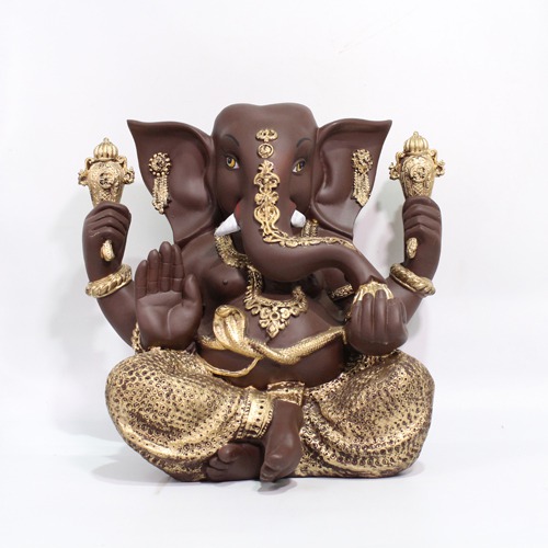 Dark Brown Ganesha Sitting Idol For Office And  Home Decor
