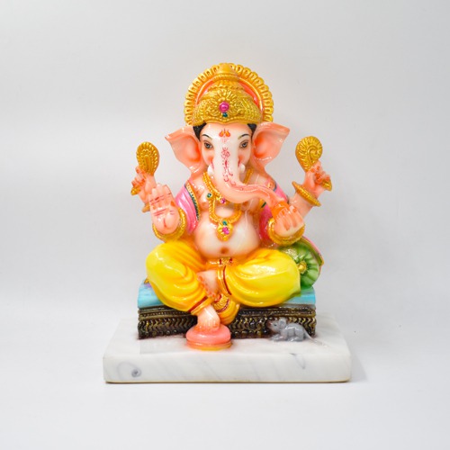 Glossy Multi colour Ganesha Idol For Office Decor