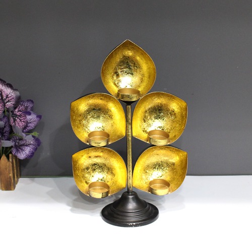 Golden Black Chirag Set of 5 Iron- Cup Candle For Home and Office Decor