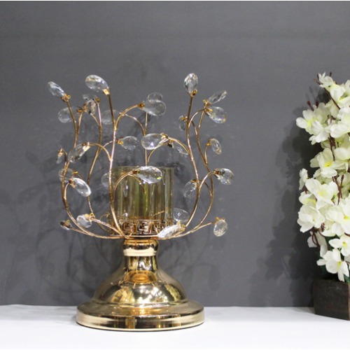 Crystal Golden Table Top Candle Holder Stands Holder Diwali Christmas Vintage Decoration Party Home