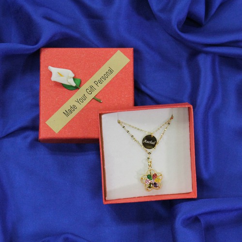 Ladies Chain Pendant With Multi Colour Flower Locket | Gift For Women | Locket For Women | Pendant