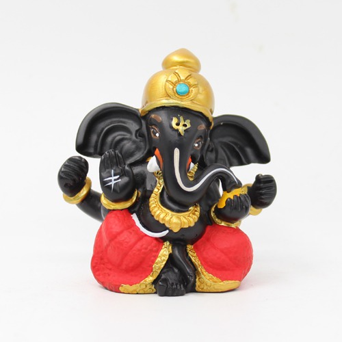 Fiber Black Gold Ganesha For  Car Dashboard