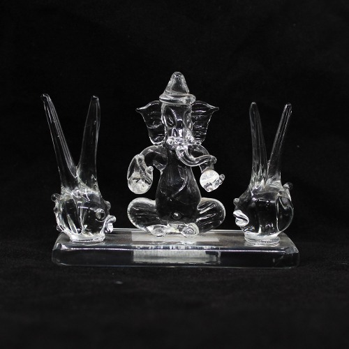 Glass Ganesha Idol For Home & Office Decor