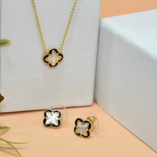 Flower Pendant Chain And Earrings Necklace Set | Chain And Earrings Necklace Set
