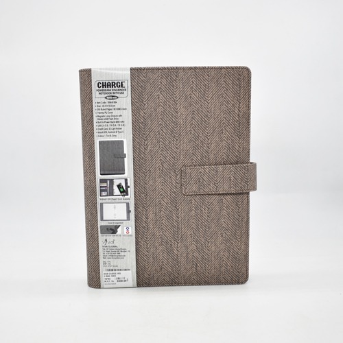 Viva Global Charge 4000 mAh Power bank Ring binder Notebook-A5 ( Tan) | Notebook | Diary | Personal Diary | Home And Office Use