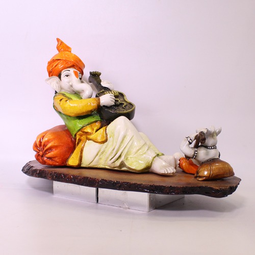 Modern Sitting  Lord Ganesha Playing Guitar Showpiece For Home Decor
