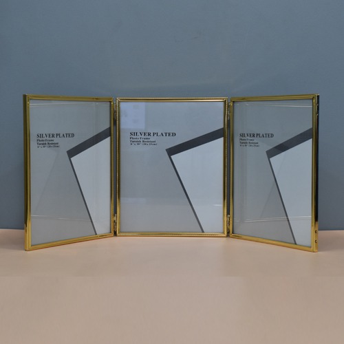 Large Gold Plated 3 joint  Table Top  Photo Frame( Photo size 10 x 8inche)