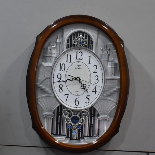 Wooden Designer Analog Power Quartz Wall Clock With Pendulum-22 inches