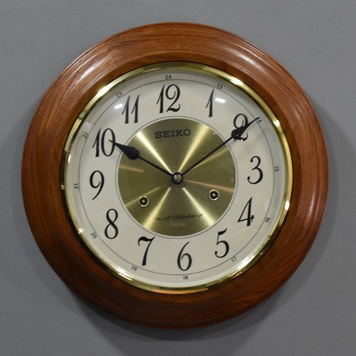 Wooden Design Seiko Wall Clock( 12 x 12 inches, Brown )