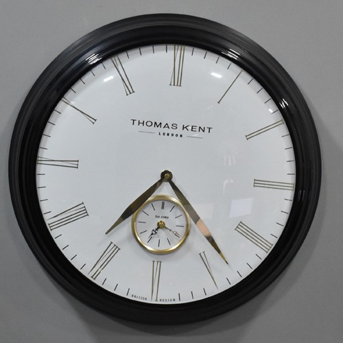 Double Design Clock Gold Colour Thomas Kent Landon( 19 x 19 inches, Black & White )