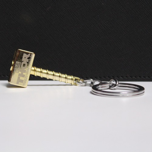 Golden Feather Marvel Thor Hammer Gold Small Car Bike Key Chain