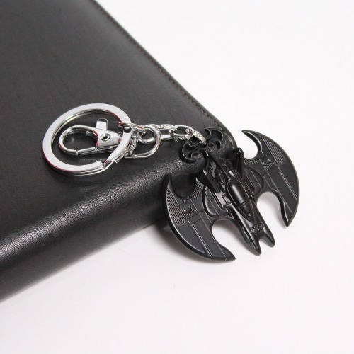 Double Batman 3D Design Black Metal Keychain