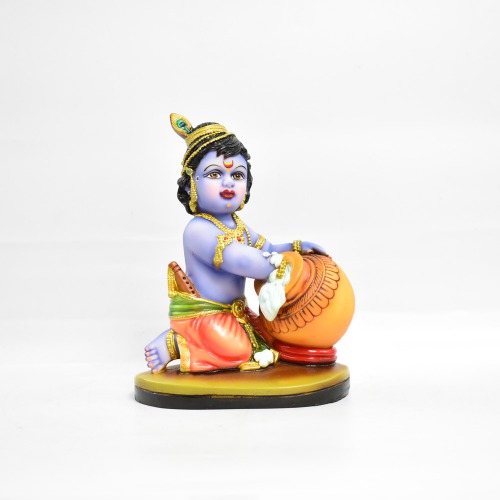 Lord Bal Krishna Brass Idol Natkhat Bal Gopal Spirtual Figurine for Pooja Home Bal Krishna Fiber Decorative