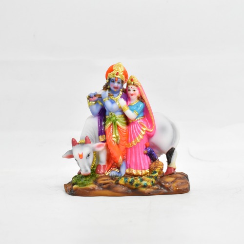Radha Krishna Statue With Cow And Peacock Statue | Radha Krishna Idol Statue Showpiece Murti for Home