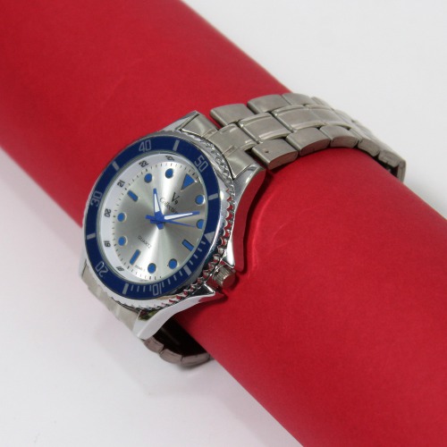 V9 Collection Blue And Silver Dial Silver Stainless Steel Strap Watch | Watch for Men & Boys | Wrist Watches Metal