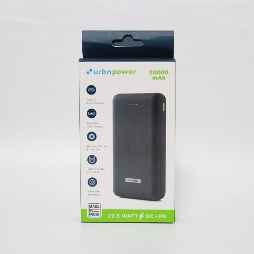 URBN 20000 mAh Power Bank With Fast Charge - Black