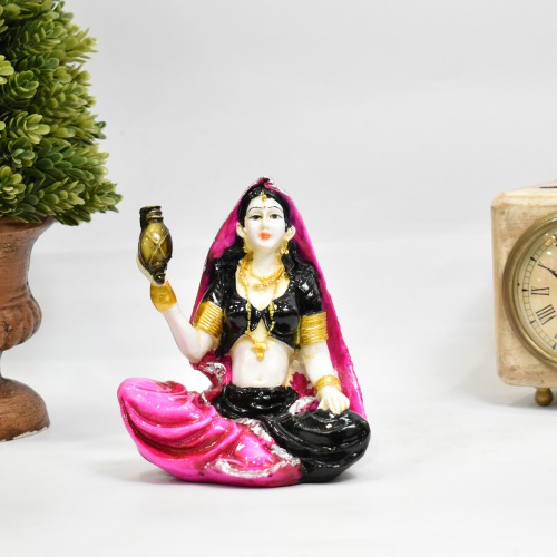 Black and Pink Rajsathani Lady Decorative Showpiece