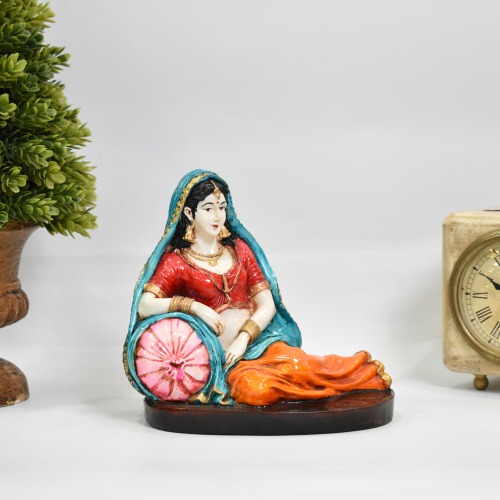 Rajasthani Lady With Pillow Decorative Showpiece