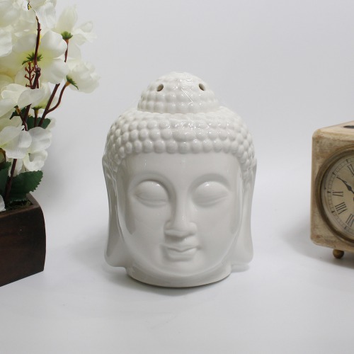 White Ceramic Buddha Head Fragrance Oil Warmer Lamp, Fragrance Diffuser