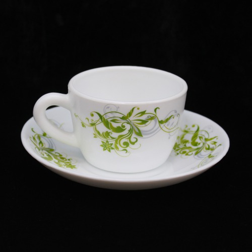 Beautifully Designed Printed Green Flower Design Tea Cup And Saucer 6 Piece Set For Tea | Green Tea Or Coffee
