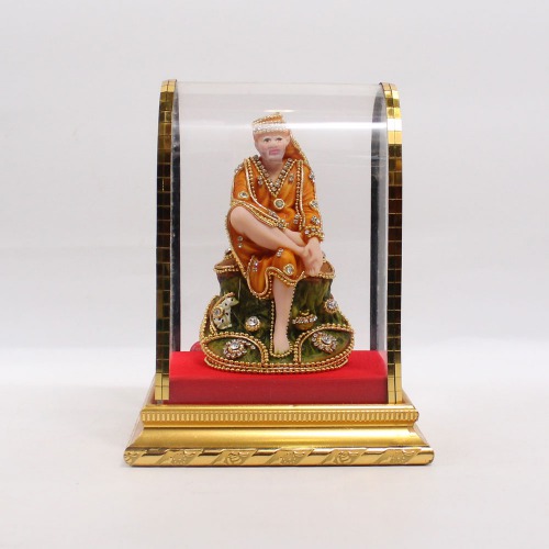 Sai Baba Sitting On Stone Cabinet Murti | Suitable For Home Temple And Home Decor Hall And Living Room