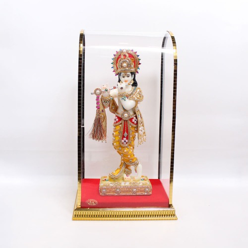 Lord Kanha Idol Standing Krishna with Flute for Home Decor Statue (Multicoloured) | Indian God Statues