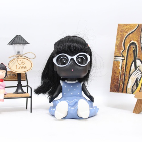 Baby Girl Doll Shaped Money Saving Bank Toy for Kids | Black And Purple | Showpiece | Decor | Kids | Piggy Bank