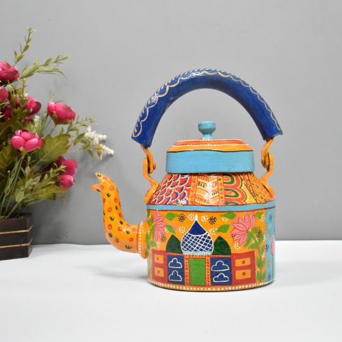 Hand painted Aluminium Kitchen and Dining Tableware Kettle (Multicoloured) | Showpiece For Home Decoration
